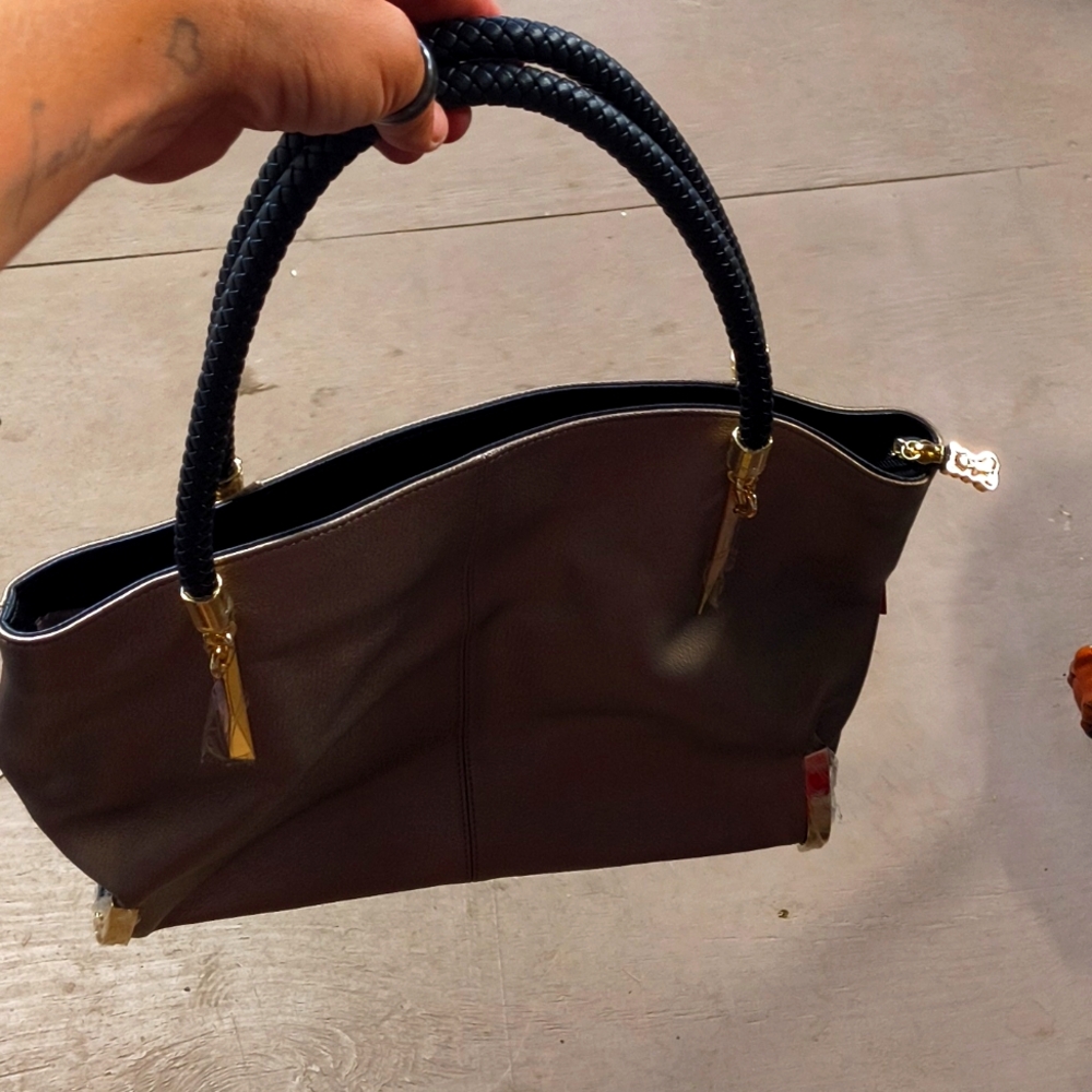 Rose Gold Real Leather Large Shoulder Handbag
